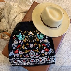 Corduroy Embroidered Mini Skirt